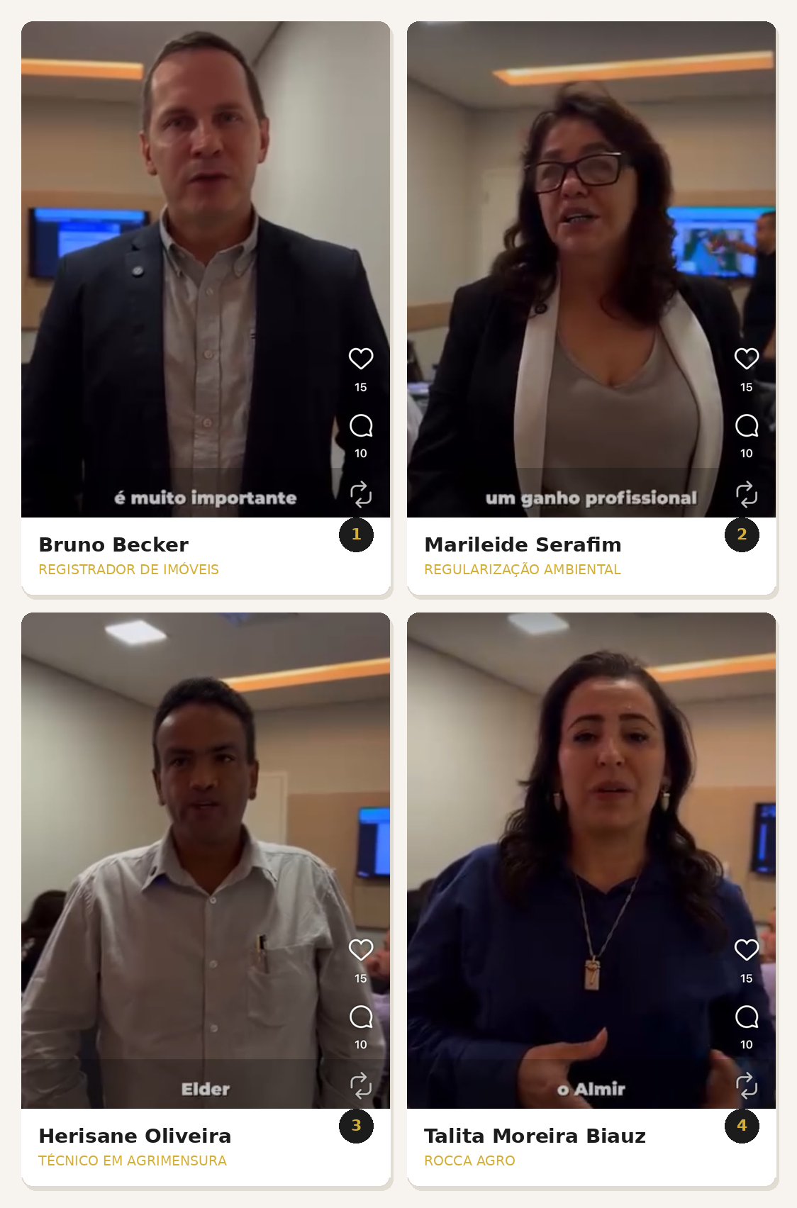 Depoimentos coletivos — Bruno Becker, Marileide Serafim, Herisane Oliveira e Talita Moreira Biauz